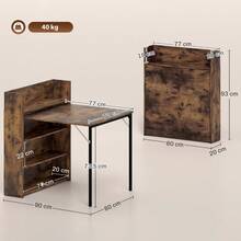 Folding Dining Table With Shelf, Industrial Design, Space-Saving, Ideal For Small Rooms, 80 X 90 X 93 Cm, Rustic Brown - Brown - View 2
