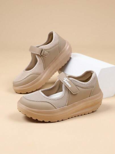 女士透气网面套脚运动鞋，轻便鞋底，适合步行、跑步和户外活动，圆头设计，日常穿着和徒步旅行舒适。