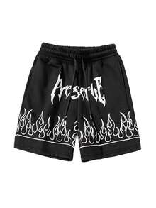 男士夏季薄款T恤套装，休闲时尚T恤短裤套装 - 黑色 - 查看 4