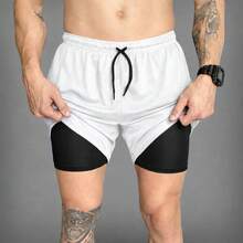 Kit Of 3 Short 2-In-1 Dry Fit Lined Men's Gym Shorts For Running And Training With Elastane - Negro/Blanco/Azul Marino - Ver 6