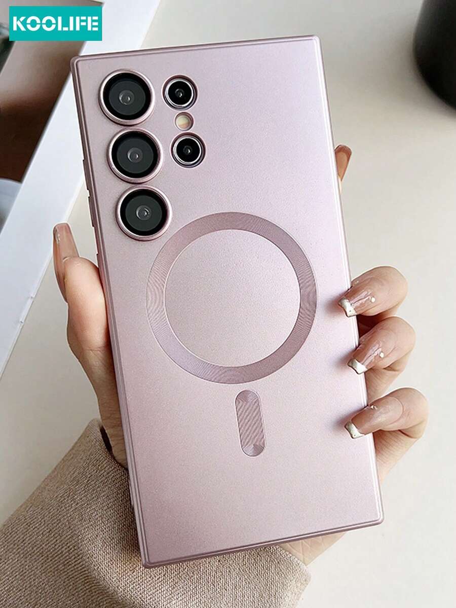 Koolife 1 件装全包覆式软 TPU 硅胶保护壳，防摔金属质感，超薄磨砂，支持磁吸无线充电，全镜头保护，一体式按键设计，兼容三星 Galaxy S22/S22plus/S22Ultra/S23/S23Ultra/S24/S24plus/S24Ultra/S25Ultra/S25plus/S25 - 玫瑰金 - 查看 1