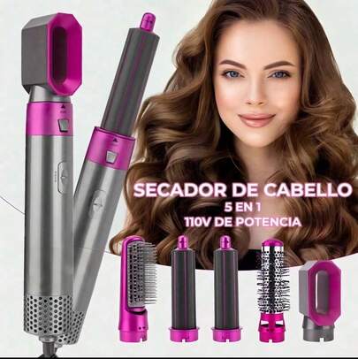 Hot Air Brushes, 5 In 1 Negative Ion Hair Dryer Brush, With 3 Adjustable Speeds And Temperatures, 1200W One-Step Electric Hair Dryer For All Hair Types Secador de pelo de alta velocidad, secador de pelo multifunción, secador de pelo multifunción. Secador de pelo doméstico.