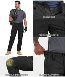 Men's Work Pants, Tear-Resistant, Waterproof, Hiking, Work Pants, Outdoor Multi-Pocket Military Tactical Pants (Without Belt)           Hiking Pants Men,Cargo Pants Men - màu đen - Xem 9
