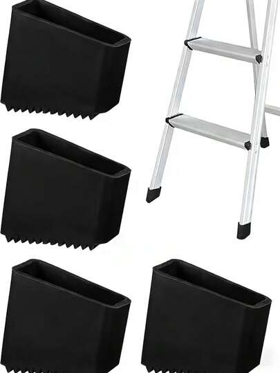 4pcs Heavy Duty Non-Slip Rubber Ladder Feet Pads - Universal Replacement Helmet Pads With Textured Tread, Ladder Safety Accessories, Durable Plastic Anti-Slip Design, Suitable For Indoor/Outdoor Use, Home, Office, Construction Site, Camping, Long-Lasting, Sturdy, Well-Fitting, Scratch And Wear-Resistant Surface, Anti-Slip Ladder Feet Pads, Fit For Aluminum Alloy Ladders (Economy Type)