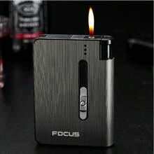 1PC Fashion Brushed Metal Cigarette Case, 10 Sticks Auto-Pop Dispenser, Anti-Scratch Portable Men's Smoking Gift Holder (Lighter Not Included) - Multicolor - View 9