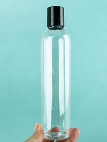 Refillable Transparent Plastic Squeeze Bottle With Black Cap, Reusable Container Suitable For Shampoo And Lotion - Black - View 3