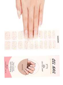 1 Box mit 20 Stücke natürliche, langanhaltend, klassische, selbstleuchtende Glitzer Nagel Aufkleber, Mehrfarbiges Design für UV Gel Maniküre, einfach anzubringen und zu entfernen - Verschiedenfarbig - Übersicht 2