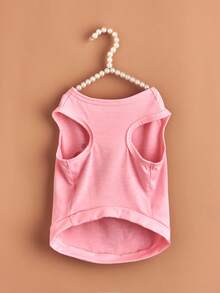 1件粉色涤纶宠物背心，透气衬衫，防掉毛猫咪衣服，柔软舒适宠物背心 - 粉色 - 查看 3