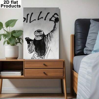 1 pieza Obra de arte en lienzo sin marco con temática de Billie - Icónica firma con letras "BILLIE", decoración de pared adecuada para decoración del hogar moderna, regalo perfecto para fans, decoración de pared tipo póster.