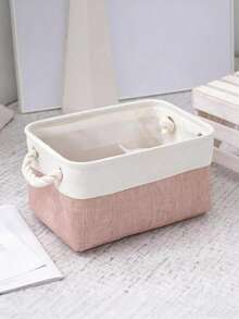 加厚可折叠洗衣篮，双色设计，带提手，适合存放玩具和内衣，可机洗 - 灰色 - 查看 15