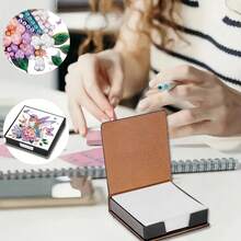 1pc DIY Diamond Art Asymmetrical Rhinestone Inlaid Painting, Bird Pattern. Black Faux Leather Self-Adhesive Memo Pad Box - Includes 160 Memo Notes. Ideal For Home, Office And School Supplies, Handicraft. Cute Stationery. Holiday Gift. - View 3