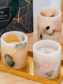 KANOVINO 1个空心内燃杯模具，手工蜡烛DIY制作模具，花卉蜡烛制作模具，亚克力蜡烛制作模具。成品尺寸：7.5 * 7.5厘米。注意：出售模具 - A-白色 - 查看 3