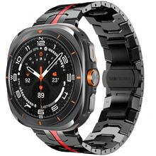 Metal Band Compatible With Samsung Galaxy Watch 8/8Classic Ultra 47mm Men,Stainless Steel Replacement Strap - Black+Red - View 1