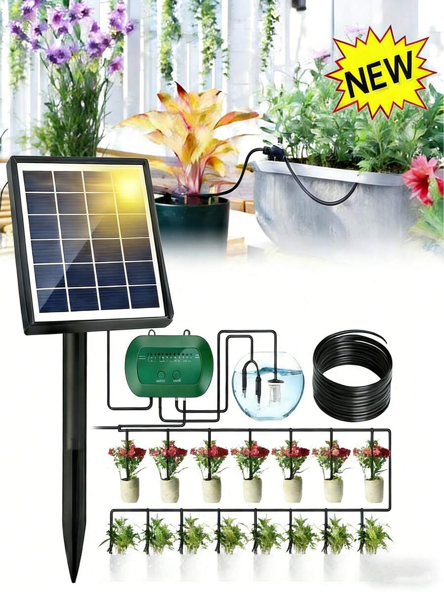 Solar Irrigation System, Automatic Irrigation System, Drip Hose Irrigation, With 9 Irrigation Programs And 10 Meters Of Drip Hose