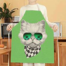 1pc Denim Pattern Apron, Creative Funny Fashion Printed Apron, Home Cleaning Apron, Easy Clean Kitchen Cooking Apron, Creative Home Apron - Multicolor - View 5