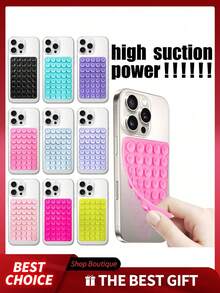 Double-Sided 80-Particle Silicone Suction Cup Phone Holder, Durable Adhesive Silicone Holder, Detachable Car Dashboard Lens, Reusable, Waterproof, Pressure-Reducing, Suitable For Selfies And Videos, Compatible With IPhone And Android. - Multicolor - View 2