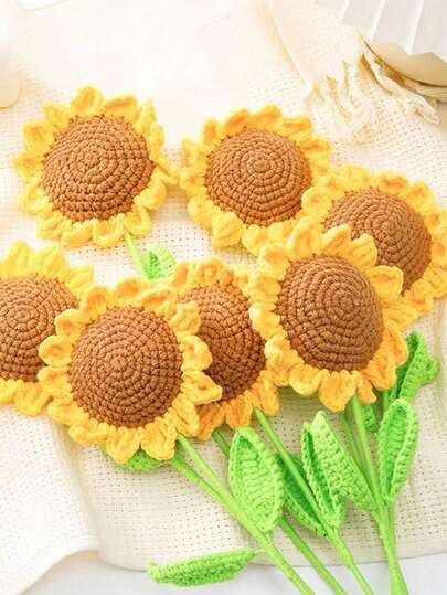 1/3 Stück handgefertigter gehäkelter Sonnenblumenstrauß - Ewige Sonnenblumen, Sonnenschein ins Leben weben. Geeignet für Abschlussfeiern, Muttertag, Geburtstag, Feiertage und Geschenke zum Schulanfang