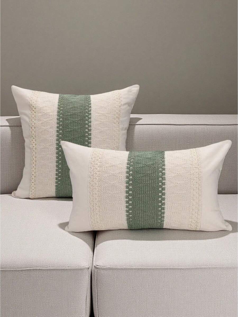 1pc Bohemian Style Decorative Pillow Cover - Green - View 1