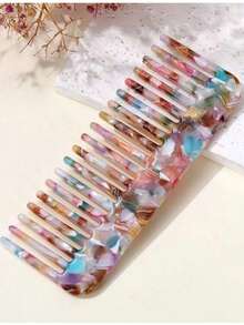 1pc Personalized Large Letter Bridesmaid Gift Hair Comb, Custom Tortoiseshell Pattern Hair Comb, Wide-Tooth Hair Comb, Marble Pattern Hair Comb, Bridesmaid Gift, Birthday Gift - Multicolor - View 5