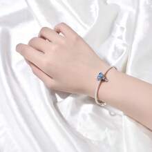 CYMYSS 1pc Minimalist Fashionable 925 Silver Plated Hollow Double Heart Shaped Pendant With Cubic Zirconia, Suitable As Valentine's Day/Birthday Gift For Women - Multicolor - View 5