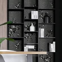 1 Rolle Vintage schwarzes Blumenmuster abnehmbares Vinyl Tapete, geeignet für Zimmer, Badezimmer, Bar, Schlafzimmer, TV Hintergrund, Schrank, Schublade, Tischplattendekoration, DIY Tapete, 45cm*1000/500/300/100cm - Schwarz - Übersicht 16