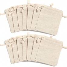5/10 pièces/Paquet Sacs à cordon en lin, Pochettes en lin de couleur unie simple de tailles multiples pour bijoux, cosmétiques, jouets, décorations, stockage anti-poussière - sac en lin - Voir 11