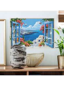 1 miếng dán tường hình cửa sổ biển sống động như thật, tạo ảo giác như tranh vẽ trên cửa sổ, chất liệu PVC tự dính, có thể tháo rời, phù hợp cho phòng ngủ, phòng khách hoặc ký túc xá, decal dán tường mang phong cách khu nghỉ dưỡng ven biển, thiết kế tầm nhìn ra biển, ngay lập tức biến bức tường bình thường thành khung cảnh đại dương tuyệt đẹp. - Cảnh biển nhìn qua cửa sổ giả - Xem 5
