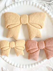 Cute Butterfly Ribbon-Shaped Cookie Cutter DIY 3D Ribbon Press-Style Biscuit Mold Stamp Embossing Cake Making Tool - Pink - View 1