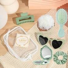 8 件套婚礼伴娘邀请函套装，包含透明化妆清洁袋、发带、手链、发夹、眼罩和时尚眼镜。绿色新郎派对纪念品，适合情人节、母亲节、婚礼和伴娘聚会，情人节礼物。朋友复活节派对（ - A - 查看 5