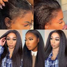 bling hair Wear Go Glueless Wigs Human Hair KinkyStraight Human Hair Wig For Women 14-32 Inch, Natural Yaki Straight Wig Pre Plucked 180% Density, 13x4 Transparent Glueless Kinky Straight Lace Front Wig Natural Color,Hidden Strap 360 Lace Front Wigs Human Hair Yaki Straight Glueless Wigs Pre Plucked Pre Cut 20 Inch 3 In 1 Half Wigs For Women Drawstring Seamless Flip Headband Wig Beginner Friendly  Glueless Wig No Filter Glamorous Weekend Ready For Women Beginner Friendly No Glue No Sew In Daily Wear Hair Accessory 180% Density - Natural Black - 查看 7