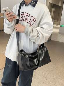 1个大容量休闲简约斜挎包,男女通用复古单肩包 - 彩色 - 查看 3