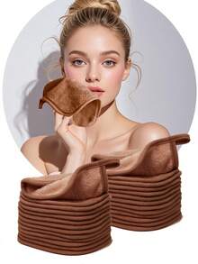 可重复使用的带包边设计的卸妆棉，柔软可水洗卸妆巾 - 彩色 - 查看 2