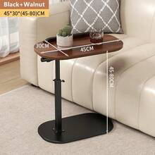 Adjustable Height 360° Swivel C-Shaped Side Table – Tiltable Modern Couch Table Slides Under Sofa/Bed, Small Coffee End Table For Living Room/Bathtub - Walnut - View 2
