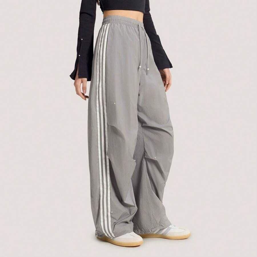 Adidas Originals Women's P PANT Contrast Stripe Woven Sports Pants KS2866 - Grey - View 1