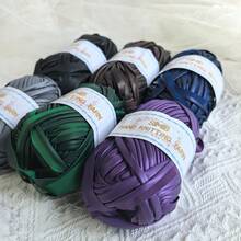 2 cuộn 200g sợi giả da chất lượng cao, thích hợp làm túi xách, giày dép thủ công, đan móc, thời trang và mềm mại. - Màu tím  Violet - Xem 4