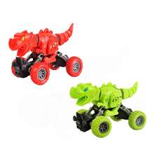 适合3岁以上儿童的可伸缩恐龙玩具，趣味卡通造型，双向可伸缩，亲子互动玩具，双向惯性驱动，无需电池 - 彩色 - 查看 3