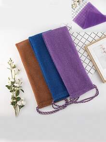 1pc African Loofah Sponge, African Exfoliating Bath Back Scrubber Towel With Drawstring, Mesh Body Scrub Sponge With Rope Handle, Unisex Long Exfoliating Bath Sponge, Multi-Functional Exfoliating Face Towel, Elastic Back Scrub Towel, Suitable For Bathing, Skin Cleansing And Massage - Multicolor - View 11