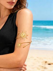 1pc Fashionable & Elegant Women's Arm Cuff Bracelet, Suitable For Summer Beach, Wedding, Party - Gold - View 1