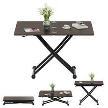 Extendable Lift Top Dining Table Coffee Table, 4 IN 1 Height Adjustable Multifunction Convertible Table For Living Room, Dining Room, Black & Brown - Dark Walnut - View 13