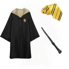 1pc Warner Bros. -Style Or House Robe: Black Long Robe With Red Collar, Embroidered Dragon Head Emblem, Realistic School Uniform Design, Combining Fashionable And Magical Campus Vibe, Suitable For Cosplay, Collection, And Themed Parties, Comfortable And Well-Fitted. - Multicolor - View 44