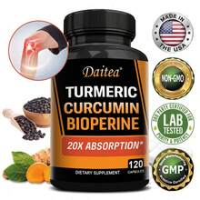 Turmeric Curcumin Supplement - With Black Pepper Extract, Supports Joint, Mobility, Flexibility Health- 120 Capsules - 1 Bottle(1瓶) - 查看 1