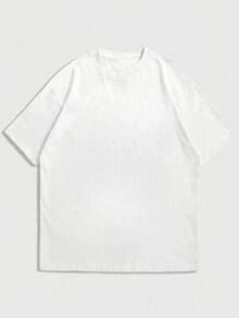 AnChiStreetwear - Áo thun nam cỡ lớn mùa hè thời trang tối giản in hình trái tim, cổ tròn, tay ngắn | Áo thun cơ bản, phong cách đường phố, đa năng, quà tặng cho bạn trai/chồng - trắng - Xem 3