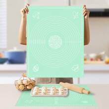 1pc Green Thick EVA Kneading Mat, Made Of Non-Stick Silicone Material. Anti-Slip Surface, Suitable For Making Pizza Dough And Cake Dough, Essential Baking Accessory, Kneading Mat, Baking Tool, Kitchen Supplies - - - View 5