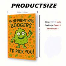 1pc Funny Nephew Greeting Card, Conveys Love And Humor, Suitable For Birthday Or Special Occasions, From Aunt/Uncle To Nephew, Includes Cute Cartoon Snot Character - View 3
