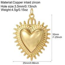 1个铜质时尚优雅迷你心形吊坠，DIY手链项链耳环首饰配件 - 彩色 - 查看 19