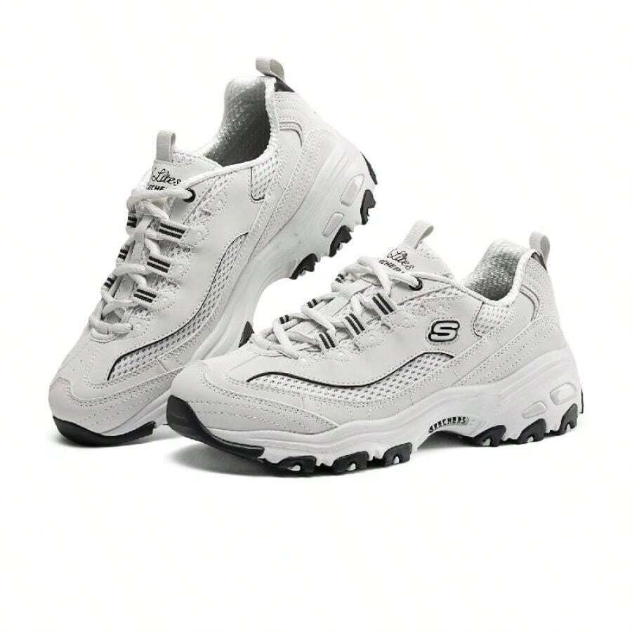 Skechers 女士休闲鞋,D'LITES系列时尚系带运动鞋,舒适轻便透气运动休闲鞋,896193-LTGY - 淺灰色 - 查看 1