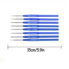 Bộ 8 kim móc ergonomic, tay cầm màu xanh dương, kích thước 0.6-1.75mm, thích hợp cho các sản phẩm thủ công làm từ ren và sợi mịn. - 8 món/bộ - Xem 8