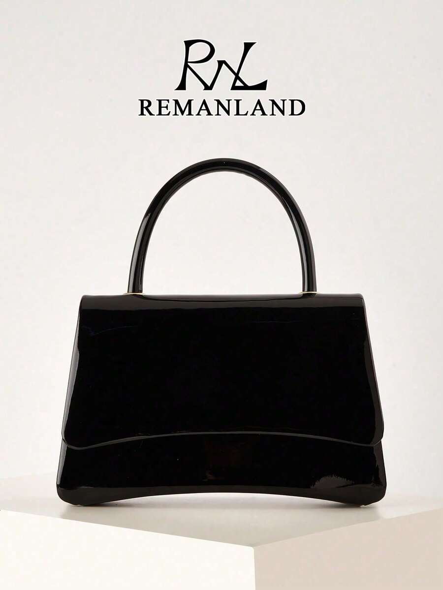 REMANLAND 优雅闪亮手提包,时尚PU皮革单肩包/斜挎包,女士晚宴手拿包,适合派对、婚礼、盛大活动,是送给派对女孩和女士的完美礼物。 - 黑色 - 查看 1