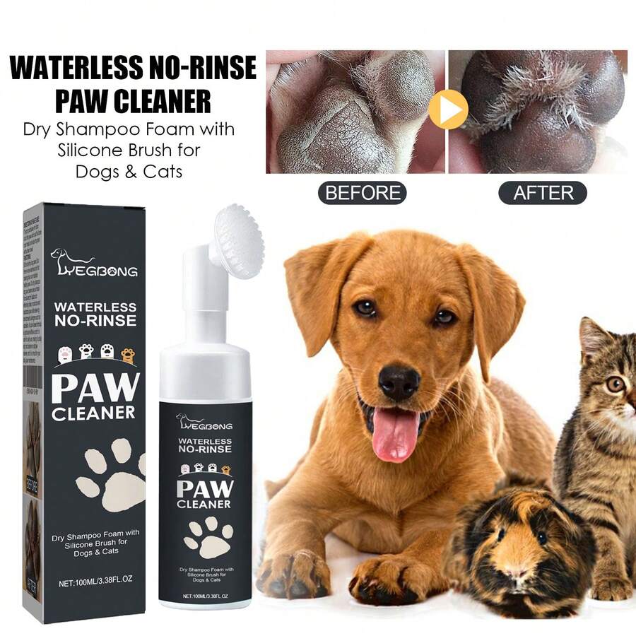 YEGBONG Pet Paw Cleaning Foam, Dog Cat Gentle Pet-Friendly Skin Care No-Rinse Dirt & Odors Removal Convenient Portable Foot Paw Cleaning Pet Healthcare Easy Cleaning Pet Product - Black - View 1