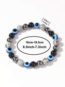 2026新款女士串珠手链，春季时尚饰品，镶嵌黑色、蓝色天然宝石，适合夏季穿搭，寓意能量、灵性、辟邪、幸运符。 - 黑色 - 查看 3